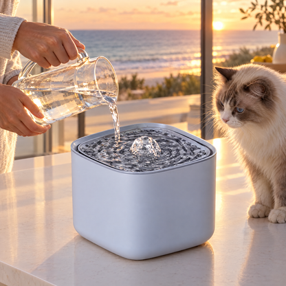 Refilling the 3L cat water fountain reservoir with fresh water