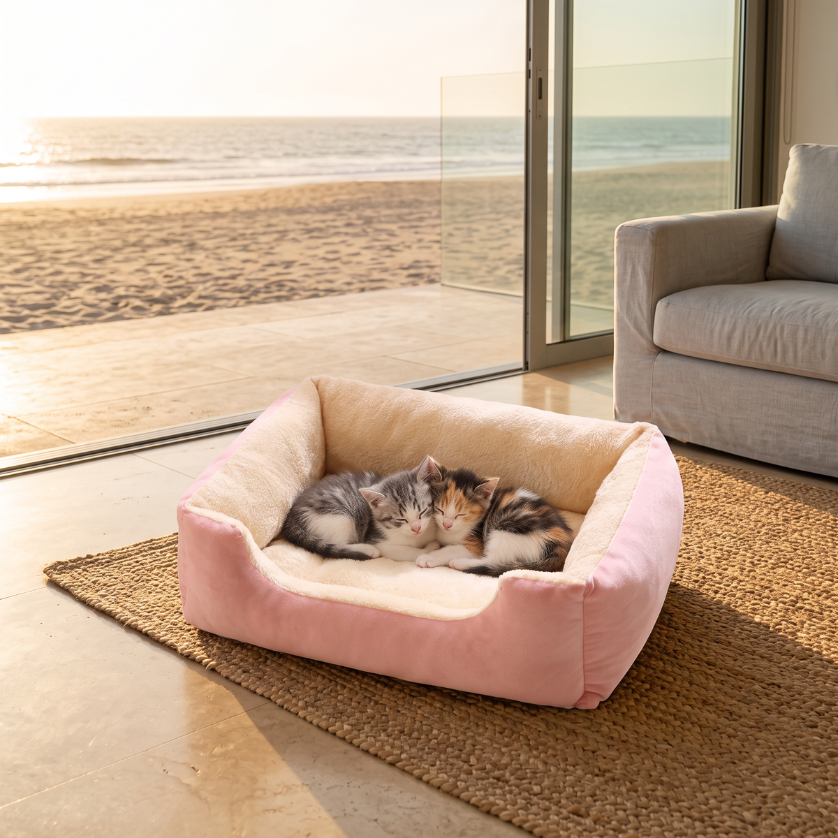 Two kittens snuggled together in the cloud cat bed