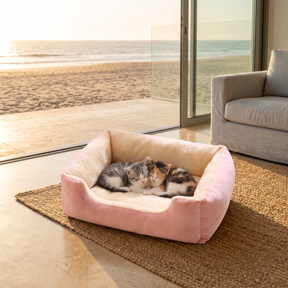 Two kittens snuggled together in the cloud cat bed